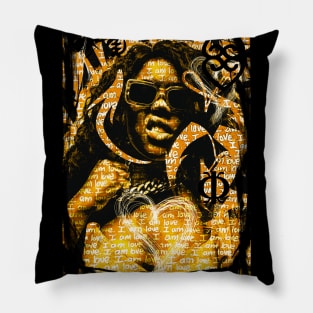 I am Love Black Woman Urban Pop Art Yellow Pillow