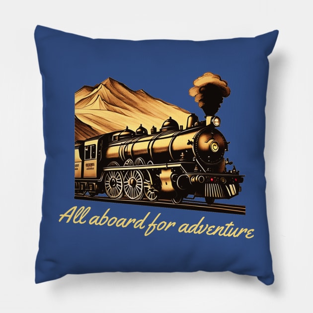 The Magic of Vintage Trains Pillow by sweetvision