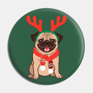 Pug In A Christmas Headband Pin