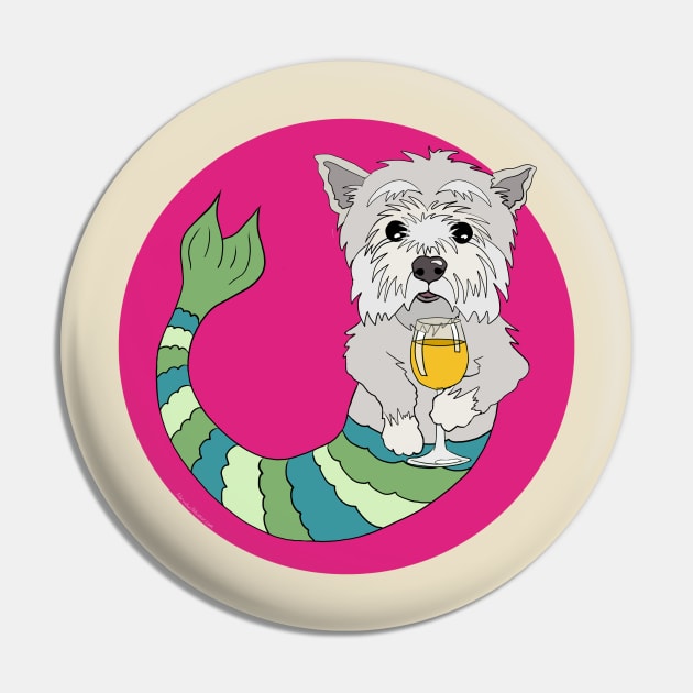 Abby the Westie Mermutt Pin by abrushwithhumor