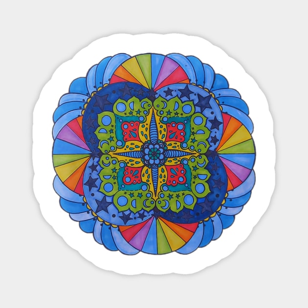 Star Burst Rainbow Mandala Magnet by AmeUmiShop