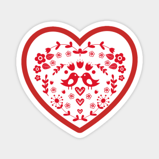 Valentine flowery heart with birds Magnet