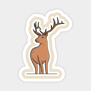 Beautiful Deer with Antler Horn Sticker vector illustration. Animal nature icon concept. Wildlife animal deer sticker design logo with shadow. Magnet