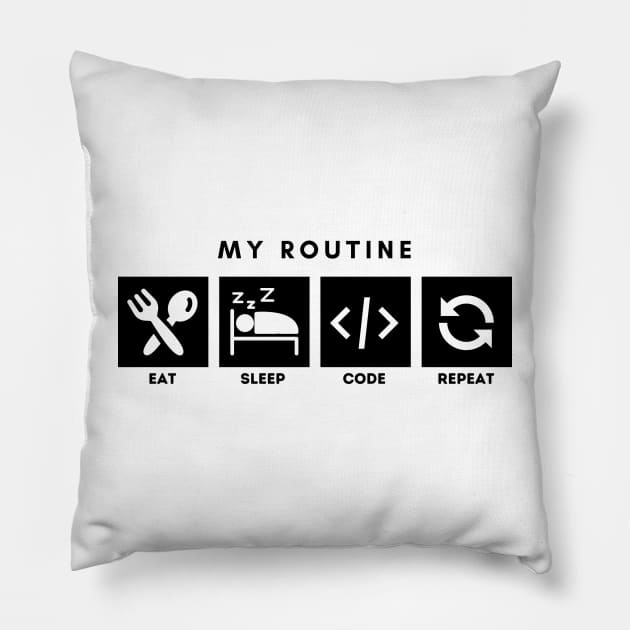 My Routine Eat Sleep Code Repeat Pillow by Qibar Design