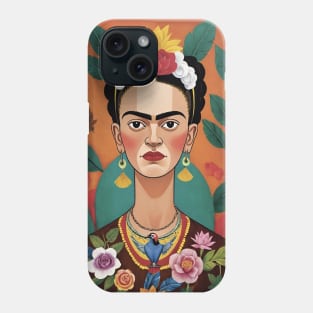 Frida's Cartoon Charm: Colorful Portrait Phone Case