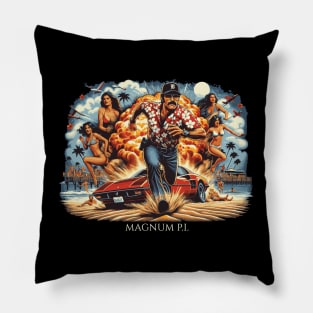 Magnum PI Tribute - Movie Series Magnum Tribute - Higgins - Rick - Selleck Tribute - Tom Tribute Magnum Series - Miami - Beach Pillow