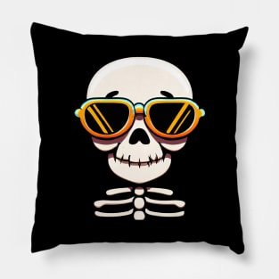 Skeleton Halloween Retro Colorful Pillow