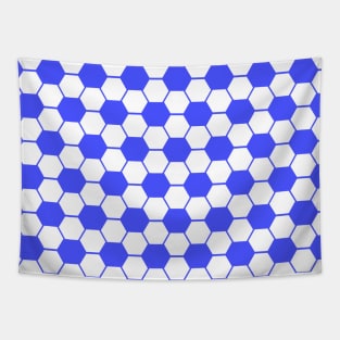 Football / Soccer Ball Texture - White and Blue Tapestry