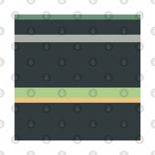 A splendid merger of Silver Foil, Charcoal, Slate Green, Laurel Green and Pale Gold stripes. by Sociable Stripes