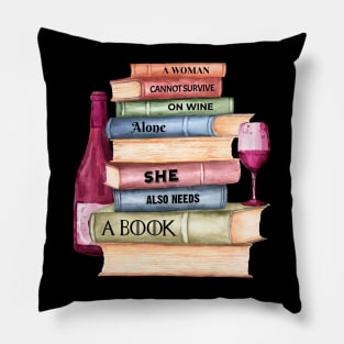 Wine Drinker Book Lover Pillow