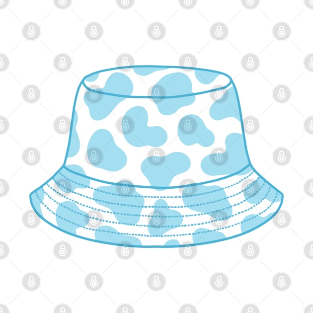 Light blue cow print bucket hat by Nikamii