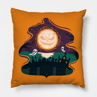 Smiling pumpkin moon Pillow