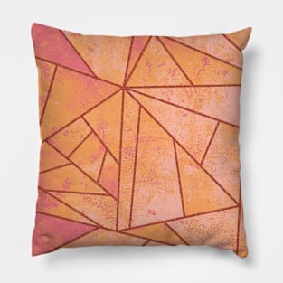 Vintage Pink and Orange Geometric Pattern Pillow