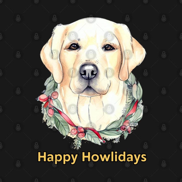 Happy Howlidays Yellow Labrador Retriever by ZogDog Pro