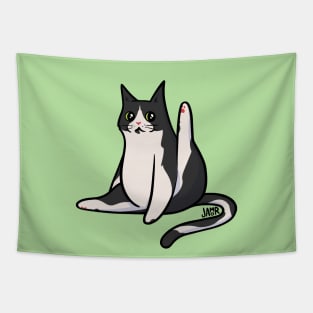 Cow Cat Leg Up Tapestry