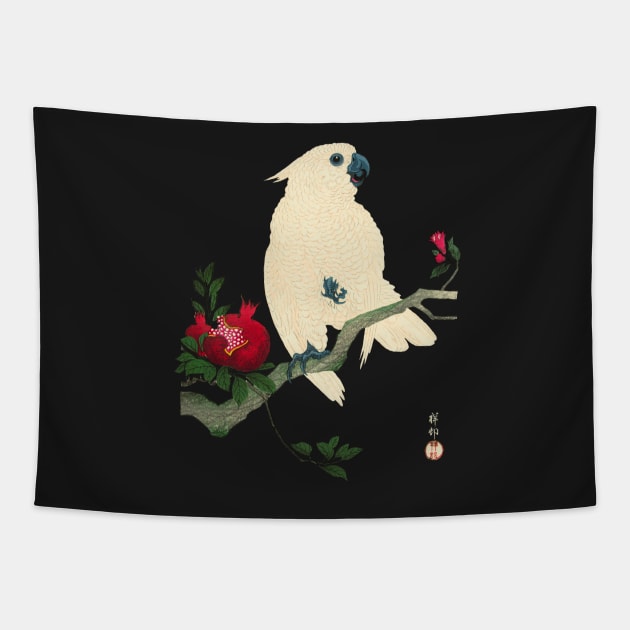 Cockatoo and Pomegranate Tapestry by ArtOfSilentium