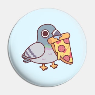 Cute Pigeon With Pepperoni Pizza Slice Pin