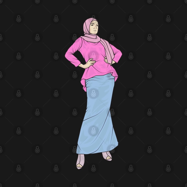 Hijab Girl Blue And Pink by crissbahari