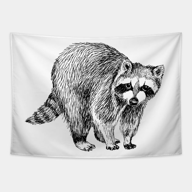 Raccoon Illustration Tapestry by rachelsfinelines