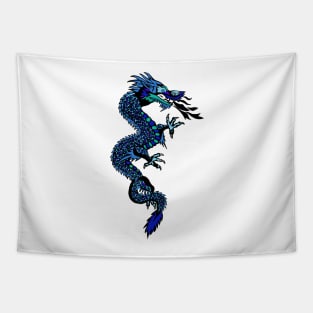 Blue Chinese dragon design Tapestry