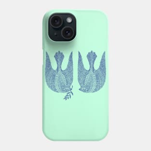 Couple of cute blue peace birds, version 3 Phone Case