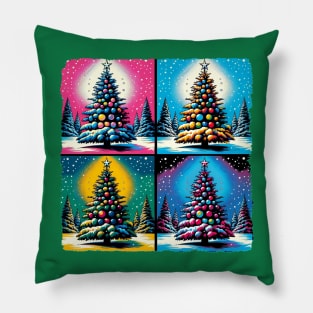 Tinsel Twist: Pop Art's Festive Fir - Christmas Tree Pillow