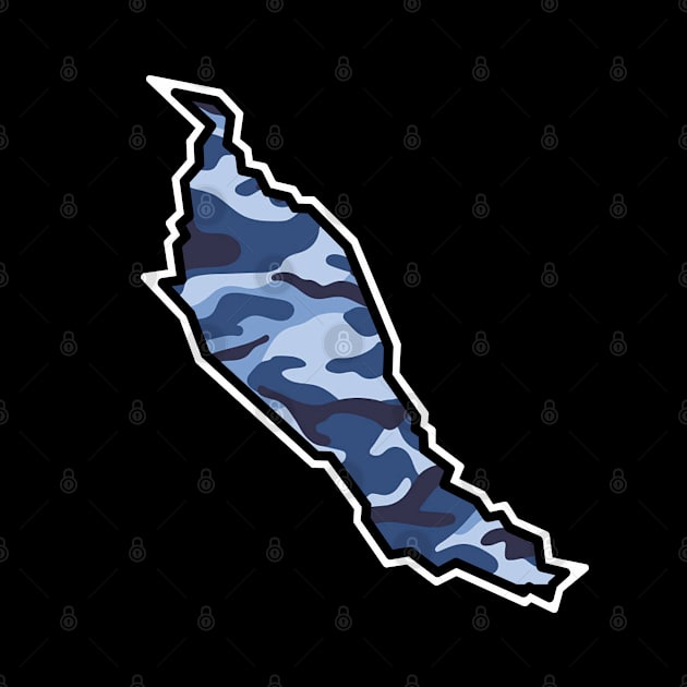 Denman Island Silhouette in Blue Camouflage - Army Camo Pattern - Denman Island by Bleeding Red Paint