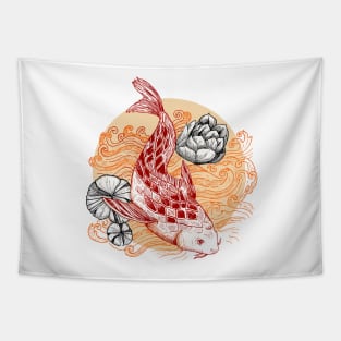 Koi Fish and lotus flowers Tapestry