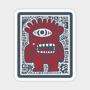 Cute Robot Cyclops | Minimalist Monster Doodle Magnet