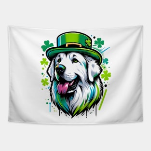 Kuvasz Dog Enjoys Saint Patrick's Day Festivities Tapestry