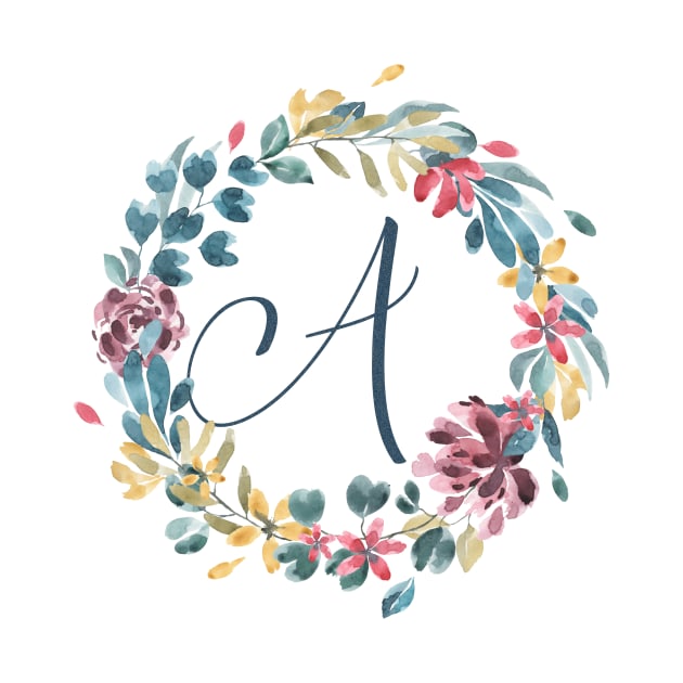 Floral Monogram A Colorful Full  Blooms by floralmonogram