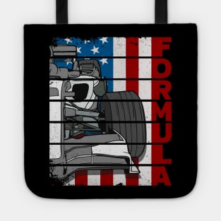 Formula One Race Car American Flag Tote