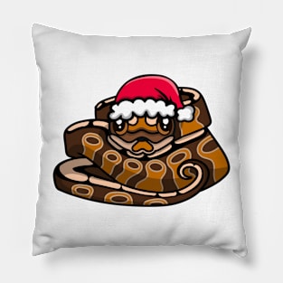 Cute Cinnamon Ball Python in Santa Hat Pillow