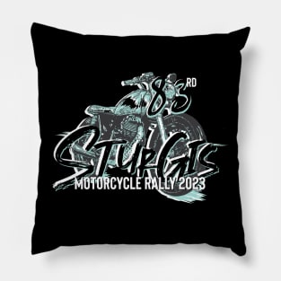83rd Sturgis Motorcycle rally teal and grey 2023 Pillow