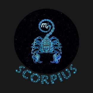 Blue Artistic Zodiac Sign SCORPIUS T-Shirt