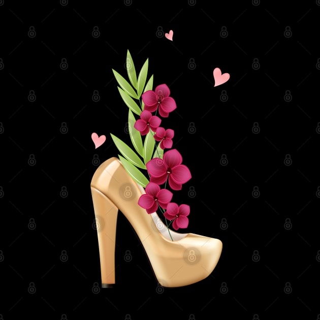 Womens Golden High Heels with Flowers for Women and Confident Girls by Productcy