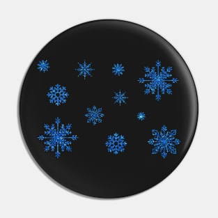 Dark Blue Faux Glitter Snowflakes Pin