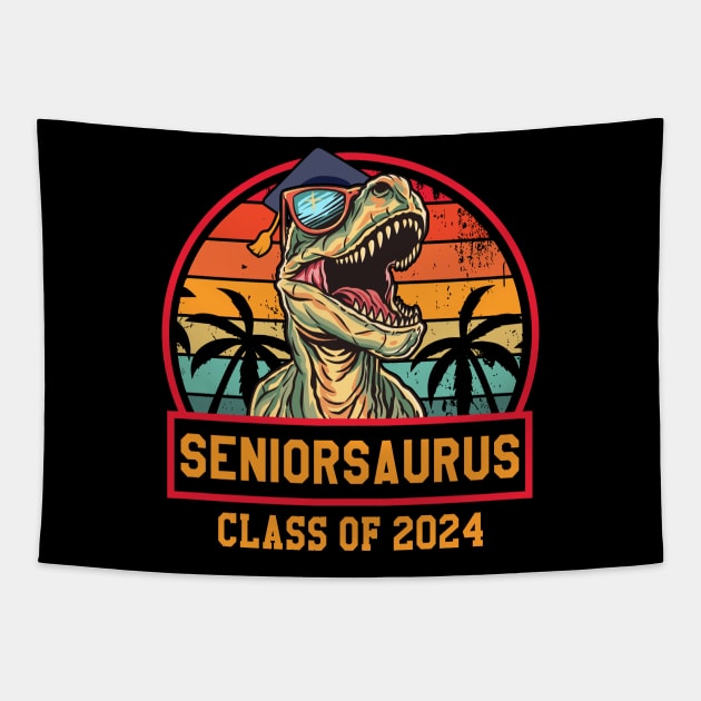 Class of 2024 Senior Gifts Funny Seniorsaurus Seniors 2024 Tapestry by KsuAnn