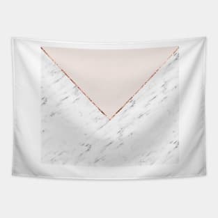 Peony blush geometric marble Tapestry