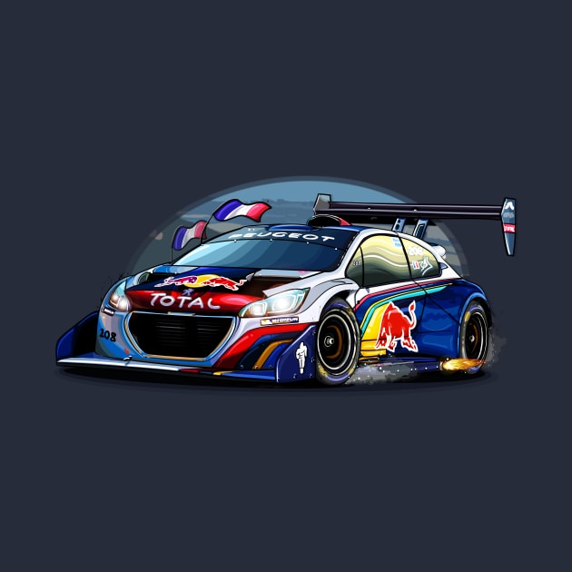 Sebastien Loeb's Peugeot 208 Pikes Peak - Illustration by Mario Ramos Rally Art