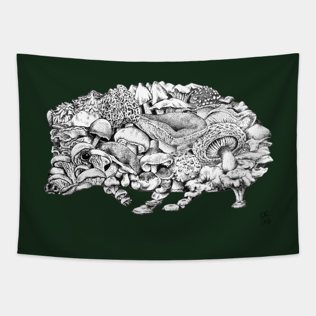Mushroom Hedgehog Tapestry by UrsulaRodgers