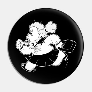 Stev's Late For School (Black & White) Pin