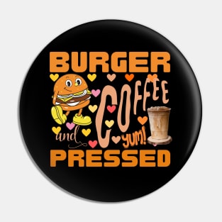 Burger Cartoon Character and Coffee Pin