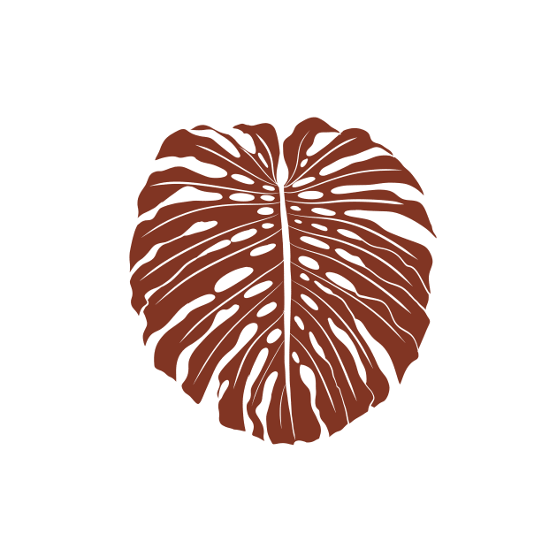 Red Brown Pink Monstera Leaf by gusstvaraonica