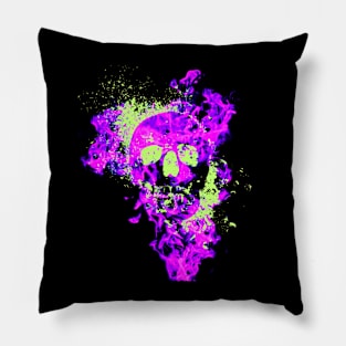 neon gothic skull Pillow