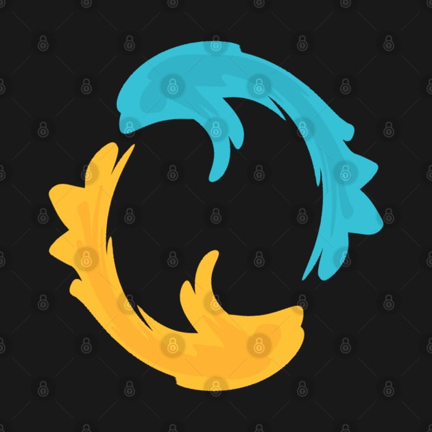 Blue and yellow fish in circle by Antiope