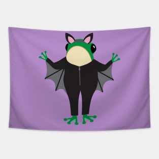 Frog in a Halloween bat costume Tapestry