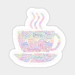 Coffee Hot Cup Silhouette Shape Text Word Cloud Magnet