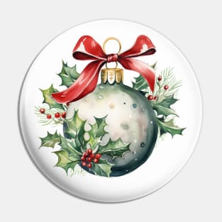 Watercolor Christmas Ornament Pin