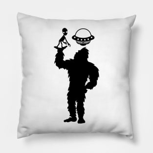 Bigfoot Ufo Silhouette Funny Alien Pillow